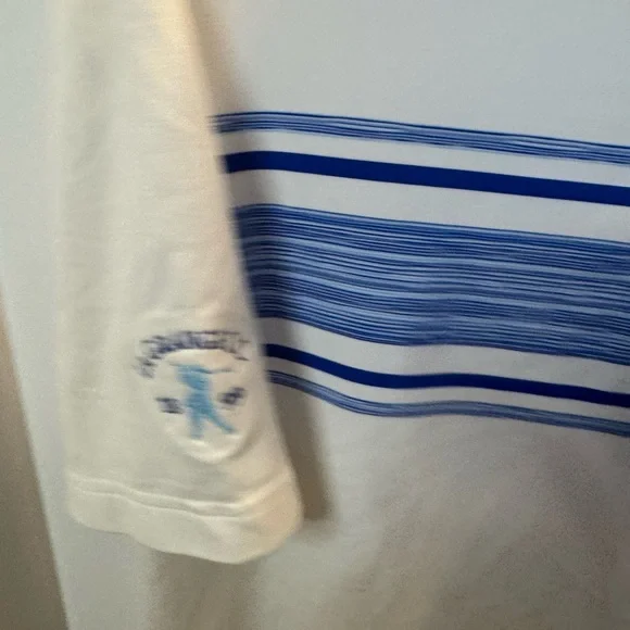 Under Armour Men's White Golf Polo with Blue Stripes Size Large - Picture 5 of 5